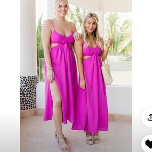 Nobody but us Magenta cut out midi dress